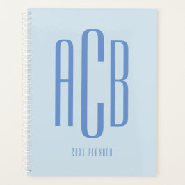 Agenda Monograma Azul Simple de Tres Letras