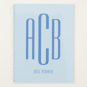 Agenda Monograma Azul Simple de Tres Letras