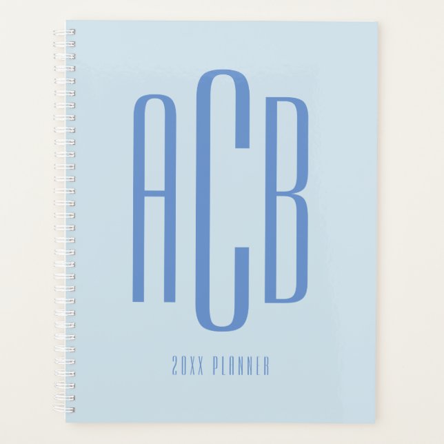 Agenda Monograma Azul Simple de Tres Letras (Anverso)