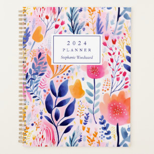 Agenda Monograma azul vivo pintado a mano 2024
