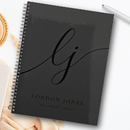 Agenda Monograma Black Calligraphy Iniciales logotipo de 
