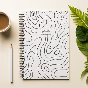 Agenda Monograma blanco negro de topografía y escritura