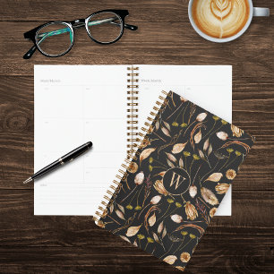 Agenda Monograma bohemio de follaje
