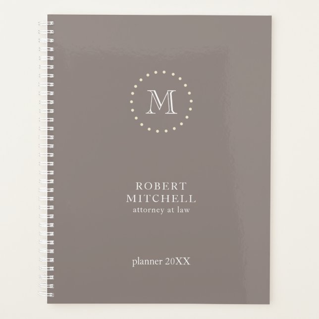 Agenda Monograma Brown Elegant Profesional Planner (Anverso)