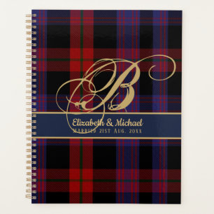 Agenda Monograma BROWN Tartán Azul Rojo Recién Casados Bo