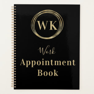 Agenda Monograma Círculos de Oro Negro Libro de Citas
