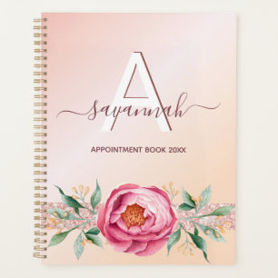 Agenda Monograma citas de purpurina rosa dorado rosa