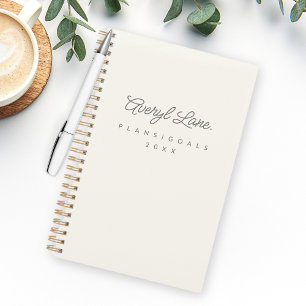 Agenda Monograma Clásico Elegante Mínimo Guión De Oro De