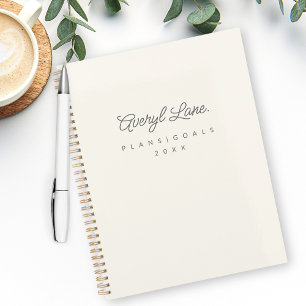 Agenda Monograma Clásico Elegante Mínimo Guión De Oro De