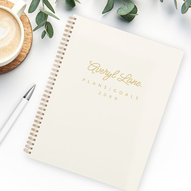 Agenda Monograma Clásico Elegante Mínimo Guión De Oro De  (Subido por el creador)