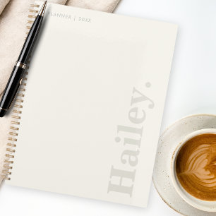Agenda Monograma Clásico Elegante Mínimo Marfil Nombre Bl