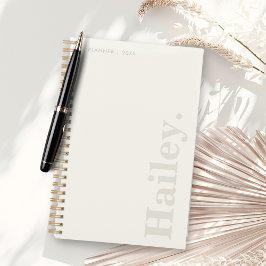 Agenda Monograma Clásico Elegante Mínimo Marfil Nombre Bl