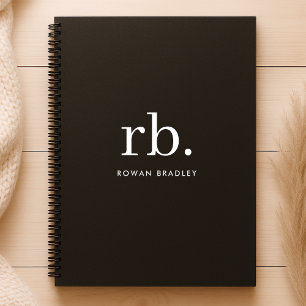Agenda Monograma Clásico Elegante Mínimo Negro y Blanco