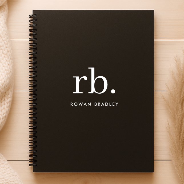Agenda Monograma Clásico Elegante Mínimo Negro y Blanco (Subido por el creador)