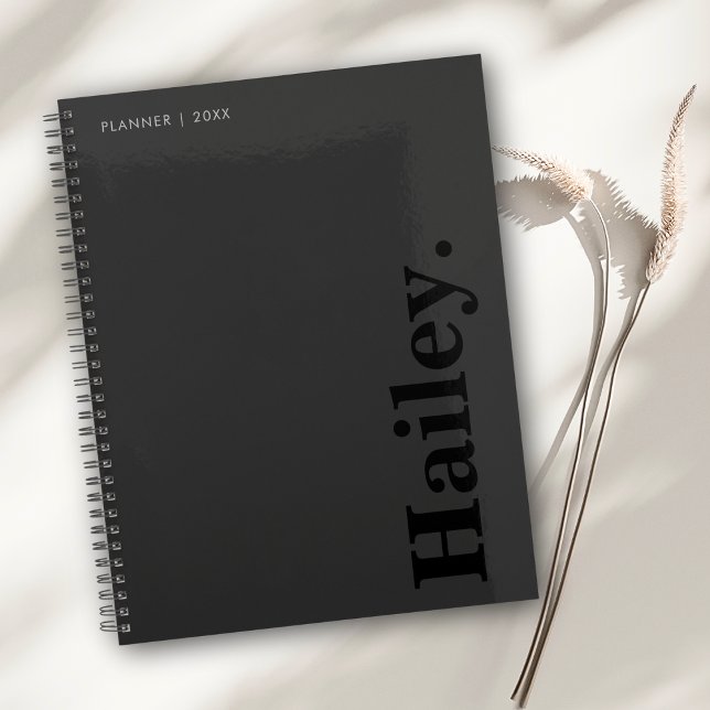 Agenda Monograma Clásico Elegante Nombre Mínimo Negro (Subido por el creador)