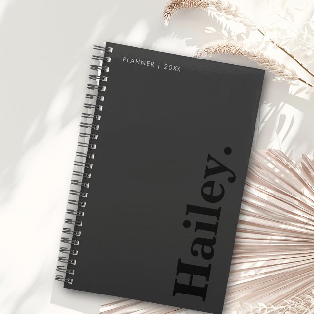 Agenda Monograma Clásico Elegante Nombre Mínimo Negro (Subido por el creador)