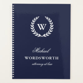 Agenda Monograma Clásico Elegante Profesional Blue Planne