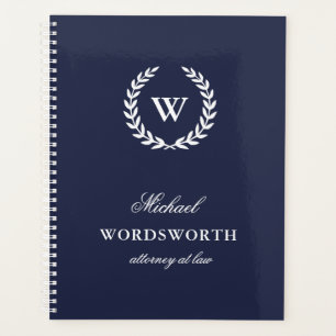 Agenda Monograma Clásico Elegante Profesional Blue Planne