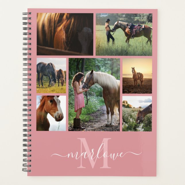 Agenda Monograma Collage de fotos Rubor Nombre rosa (Anverso)