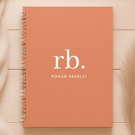 Agenda Monograma Coral Peach Elegante Femenino Minimalist