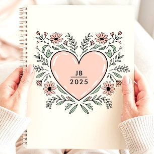Agenda Monograma Corazón Floral 2025