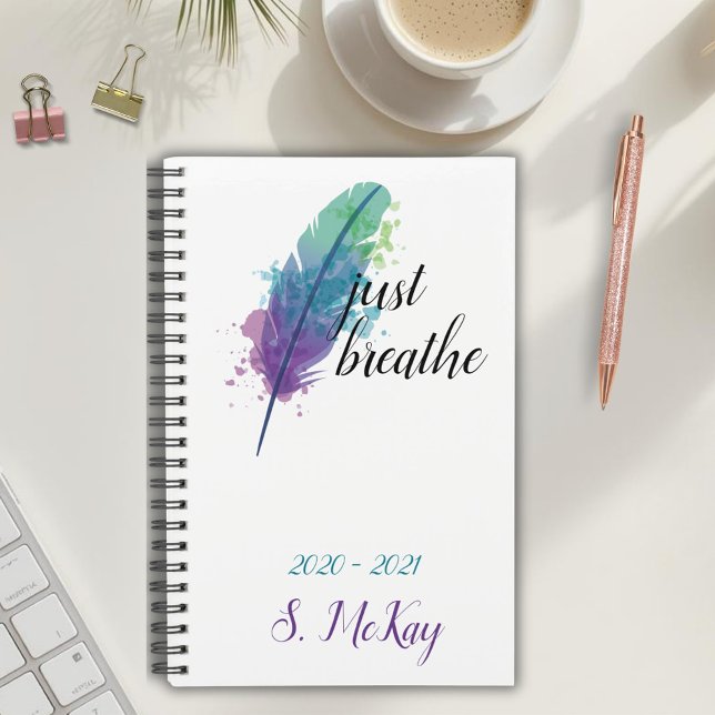 Agenda Monograma de Acuarela Boho Respira (Subido por el creador)