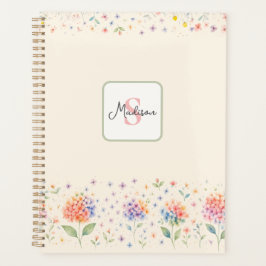 Agenda Monograma de acuarela floral — Flores pasteles