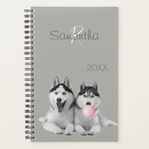 Agenda Monograma de animal de perro de chicle Husky Siber