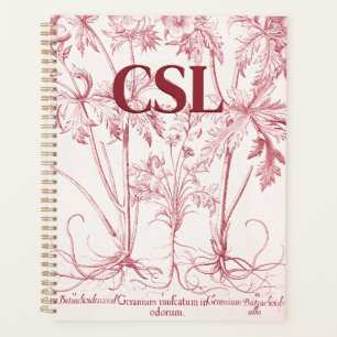 Agenda Monograma de Arte Botánico Rosa