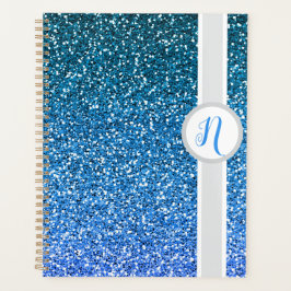 Agenda Monograma de Brillo Azul 