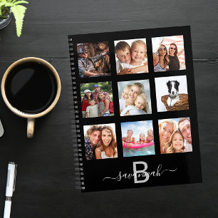 Agenda Monograma de collage de fotografías negras para 20