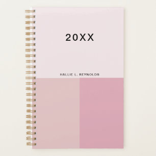 Agenda Monograma de colorblock rosa pastel pálido