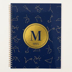 Agenda Monograma de constelaciones de Zodiaco Azul de Oro