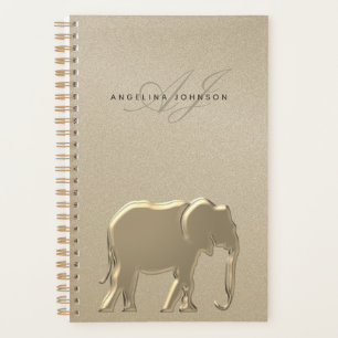 Agenda Monograma de Elefante Dorado