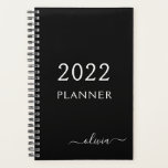Agenda Monograma de escritura de glotonería blanca negra<br><div class="desc">Monograma blanco y negro 2022 Agregar su propio nombre de script 2022 Calendario Boda de planificador de eventos. Esto hace que el dulce perfecto cumpleaños 16, boda, ducha de novia, aniversario, ducha de bebé o fiesta de soltera sea regalo para alguien que ama el lujo glam y los estilos de...</div>