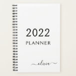 Agenda Monograma de escritura de glotonería blanca negra<br><div class="desc">Monograma blanco y negro 2022 Agregar su propio nombre de script 2022 Calendario Boda de planificador de eventos. Esto hace que el dulce perfecto cumpleaños 16, boda, ducha de novia, aniversario, ducha de bebé o fiesta de soltera sea regalo para alguien que ama el lujo glam y los estilos de...</div>