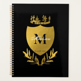 Agenda Monograma de Escudo Real Negro y Oro