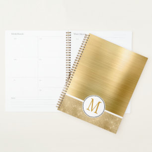 Agenda Monograma de espuma de glam dorado