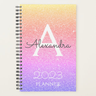 Agenda Monograma de espuma de Purpurina Rainbow Pastel 20
