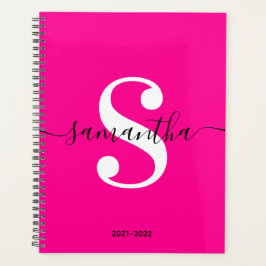 Agenda Monograma de estilo moderno Magenta Negro y Blanco