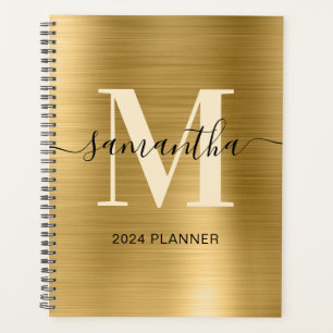 Agenda Monograma de Firma Dorado Metálico