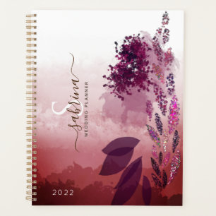 Agenda Monograma de firma floral en acuarela chic burgund