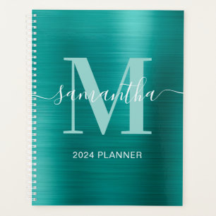 Agenda Monograma de firma metálico aqua teal