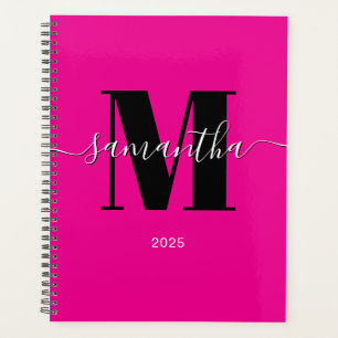 Agenda Monograma de firma rosa caliente 2025