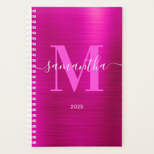 Agenda Monograma de firma rosa metálico 2025