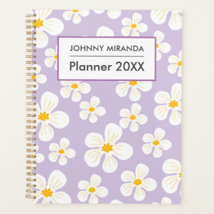 Agenda Monograma de Floral Blanca mes y Semana Púrpura