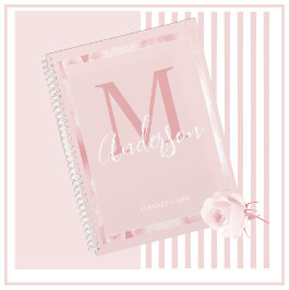 Agenda Monograma de floral rosa de Bonito burguesa suave