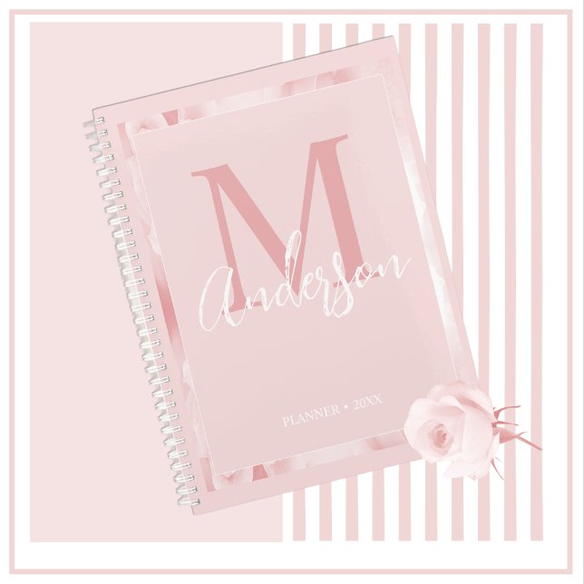 Agenda Monograma de floral rosa de Bonito burguesa suave  (Subido por el creador)
