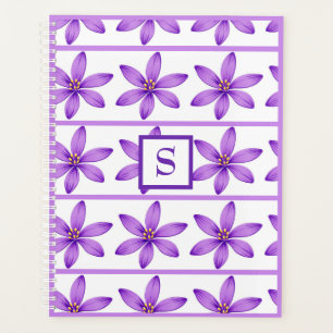 Agenda Monograma de flores moradas hawaianas