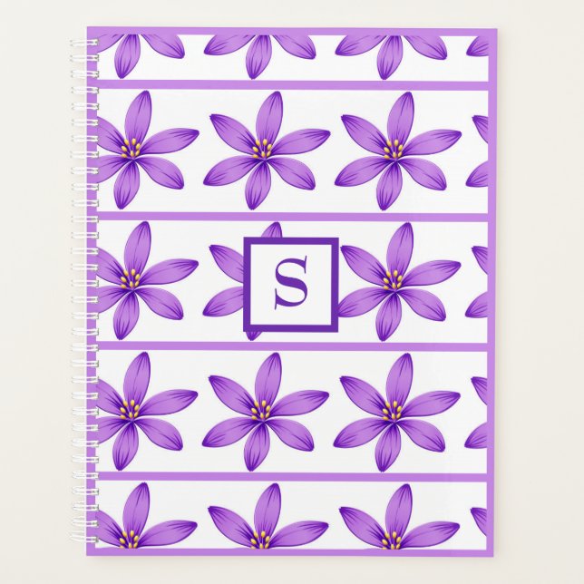Agenda Monograma de flores moradas hawaianas (Anverso)